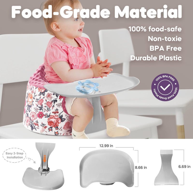 mamatepe Seat Cover and Tray Sets Accessory Compatible with Bumbo Floor Seat for Baby,Breathable Accessory Compatible with Baby Seat - Easy to Install and Remove - Flower - Image 3